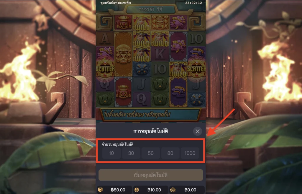 เลือกจำนวนรอบหมุนอัตโนมัติ